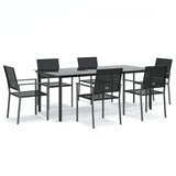 Set da Pranzo da Giardino 7 pz in Polyrattan e Acciaio