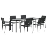 Set da Pranzo da Giardino 7 pz in Polyrattan e Acciaio