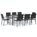 Set da Pranzo da Giardino 9 pz in Polyrattan e Acciaio