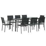 Set da Pranzo da Giardino 9 pz in Polyrattan e Acciaio