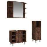 Set Mobili da Bagno 3 pz Rovere Fumo in Legno truciolato
