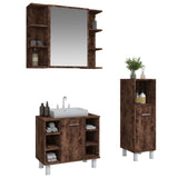 Set Mobili da Bagno 3 pz Rovere Fumo in Legno truciolato