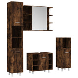 Set Mobili da Bagno 4 pz Rovere Fumo in Legno truciolato