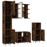 Set Mobili da Bagno 4 pz Rovere Fumo in Legno truciolato