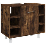 Set Mobili da Bagno 4 pz Rovere Fumo in Legno truciolato