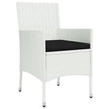 Set da Pranzo da Giardino 5 pz con Cuscini in Polyrattan Bianco