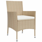 Set da Pranzo da Giardino 5 pz con Cuscini Beige in Polyrattan