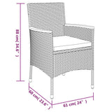 Set da Pranzo da Giardino 5 pz con Cuscini in Polyrattan Grigio