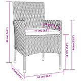 Set Bistrò da Giardino 3 pz con Cuscini in Polyrattan Grigio