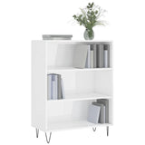 Libreria Bianco Lucido 69,5x32,5x90 cm in Legno truciolato