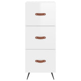 Credenza Bianco Lucido 34,5x34x90 cm in Legno truciolato