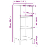 Credenza Rovere Fumo 34,5x32,5x90 cm in Legno truciolato