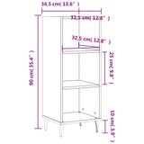 Credenza Rovere Fumo 34,5x32,5x90 cm in Legno truciolato