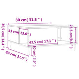 Tavolino da Salotto Bianco 80x80x36,5 cm in Legno truciolato
