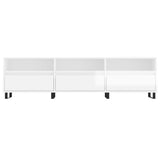Mobile Porta TV Bianco Lucido 150x30x44,5 cm Legno truciolato