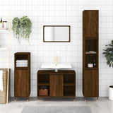 Armadietto Bagno Rovere Marrone 30x30x100 cm Legno truciolato
