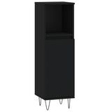 Armadietto da Bagno Nero 30x30x100 cm in Legno truciolato