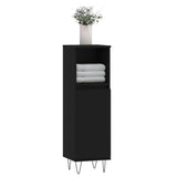 Armadietto da Bagno Nero 30x30x100 cm in Legno truciolato
