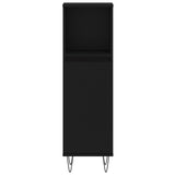 Armadietto da Bagno Nero 30x30x100 cm in Legno truciolato