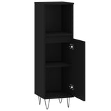 Armadietto da Bagno Nero 30x30x100 cm in Legno truciolato