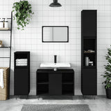 Armadietto da Bagno Nero 30x30x100 cm in Legno truciolato