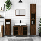 Armadietto Bagno Rovere Marrone 80x33x60cm in Legno truciolato