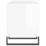 Mobile Porta Dischi Bianco Lucido 121x38x48cm Legno truciolato