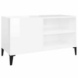 Mobile Porta Dischi Bianco Lucido 84,5x38x48 Legno truciolato