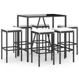 Set Bar da Giardino 7 pz con Cuscini in Polyrattan Nero