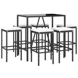 Set Bar da Giardino 7 pz con Cuscini in Polyrattan Nero