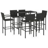 Set da Bar da Giardino 7 pz Nero in Polyrattan