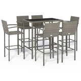 Set da Bar da Giardino 7 pz Grigio in Polyrattan