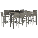 Set da Bar da Giardino 11 pz Grigio in Polyrattan