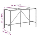 Set da Bar da Giardino 11 pz Grigio in Polyrattan