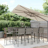 Set da Bar da Giardino 11 pz Grigio in Polyrattan