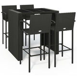 Set Bar da Giardino 5 pz Nero in Polyrattan