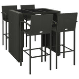 Set Bar da Giardino 5 pz Nero in Polyrattan