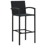 Set Bar da Giardino 5 pz Nero in Polyrattan