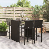 Set Bar da Giardino 5 pz Nero in Polyrattan