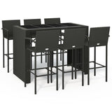 Set da Bar da Giardino 7 pz Nero in Polyrattan