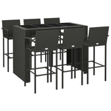 Set da Bar da Giardino 7 pz Nero in Polyrattan