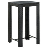 Set Bar Giardino 3 pz Nero Polyrattan e Legno Massello Acacia