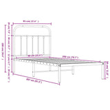 Giroletto con Testiera Metallo Bianco 90x200 cm