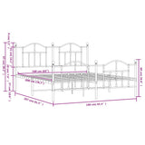 Giroletto senza Materaso con Pediera in Metallo Nero 160x200 cm