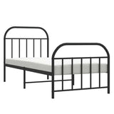 Giroletto con Testiera e Pediera Metallo Nero 90x190 cm