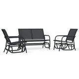 Set Mobili a Dondolo Giardino 3 pz Nero Textilene e Acciaio