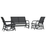 Set Mobili a Dondolo Giardino 3 pz Nero Textilene e Acciaio