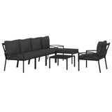 Set Salotto da Giardino 7pz con Cuscini Grigi in Acciaio