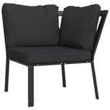 Set Salotto da Giardino 9 pz con Cuscini Grigi in Acciaio