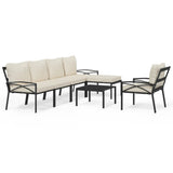 Set Salotto da Giardino 7pz con Cuscini Sabbia in Acciaio